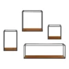 4pc Mallory Wood And Metal Wall Shelf Set Rustic Brown - Kate & Laurel All Things Decor -Adesso Store GUEST cc83c2aa fca1 4f6c b9bc 8a0b87a2ed05
