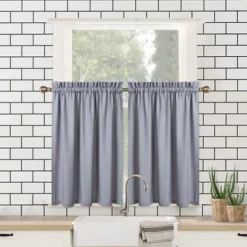 Soft Seersucker Microfiber Short Kitchen Tier Curtains With Bubble Texture