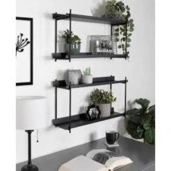 28" X 15" Dominic Tiered Decorative Wall Shelf Black - Kate & Laurel All Things Decor -Adesso Store GUEST cd7501f5 9663 44c8 97e5 7df904c2e1b5