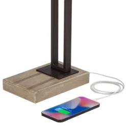 Franklin Iron Works Maricopa Rustic Farmhouse Desk Lamp 21 1/4" High Bronze Metal With USB And AC Power Outlet Mica Shade For Bedroom Living Room Home -Adesso Store GUEST ce3b0853 4f02 4040 b2c2 4f8fd19fe871