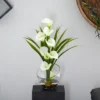 15.5" X 9.5" Artificial Calla Lily And Grass Plant Arrangement In Vase - Nearly Natural