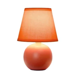 8.66" Petite Ceramic Orb Base Bedside Table Desk Lamp With Matching Tapered Drum Fabric Shade Orange - Creekwood Home -Adesso Store GUEST cff403f4 ae3e 44d3 a4de d59df167cd9b