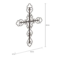 Metal Wall Cross With Decorative Fleur De Lis Design- Rustic Handcrafted Religious Wall Art For Décor In Living Room, Bedroom, More By Lavish Home -Adesso Store GUEST d06db38c 5843 404f 9e99 ee1f63178d9a