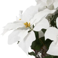 Northlight 22" White Artificial Christmas Poinsettia Flowers With Red Wrapped Base -Adesso Store GUEST d26babd3 94a5 4d30 aec4 93fd4590dc8a