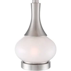 360 Lighting Serrena Modern Accent Table Lamp 23" High White Glass Brushed Nickel Metal With Nightlight Drum Shade For Bedroom Living Room House Home -Adesso Store GUEST d2bcbf7e fc9c 4565 b112 6bfdfe104829