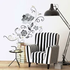 Flower Scroll Peel And Stick Giant Wall Decal Black/White - RoomMates -Adesso Store GUEST d3052492 7aeb 4552 b01a 56b839430832