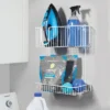 MDesign Metal 2-Level Wall Mount Laundry Storage Baskets, Iron Holder