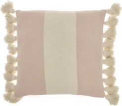 Mina Victory Life Styles Color Block Stripes With Tassel 18"x18" Indoor Throw Pillow -Adesso Store GUEST d798b1e5 76d0 4f6a 8150 7a2d8dd99816