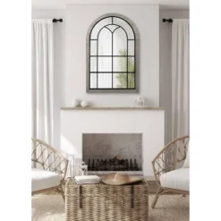 24" X 36" Joffrey Arch Wall Mirror Gray - Kate & Laurel All Things Decor -Adesso Store GUEST d8e370d7 3ed0 4c3d acdf ce046e943e4f