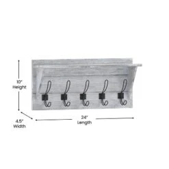 Emma And Oliver Rustic Country Wall Mounted Entryway Shelf With 5 Rustic Hooks And Wood Construction -Adesso Store GUEST dcdee3ae 59b9 41e5 9fb6 5b60e5a01ec6