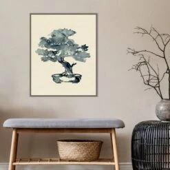 22" X 28" Indigo Bonsai Tree III By Jacob Green Framed Canvas Wall Art Gray Wash - Amanti Art -Adesso Store GUEST dd618b0c 318b 4142 bfe7 1bc532d16347