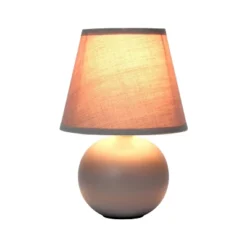 8.66" Petite Ceramic Orb Base Bedside Table Desk Lamp With Matching Tapered Drum Fabric Shade Gray - Creekwood Home -Adesso Store GUEST ddcfae5f 0bcf 4f39 a04f ee5631056000