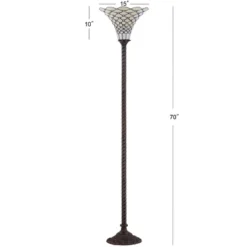70" White Tiffany Torchiere Floor Lamp (Includes LED Light Bulb) Bronze - JONATHAN Y -Adesso Store GUEST e1d02aa4 2554 4bef 910e e932801f3107