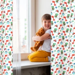 PiccoCasa Kid's Window Dinosaur Pattern Polyester Curtain Panels 2 Pcs