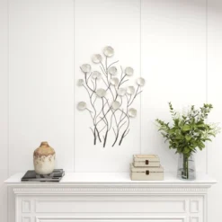 Metal Floral Wall Decor With Capiz Accents White - Olivia & May -Adesso Store GUEST e27e675e e228 485d 83a8 aac452fa1b45