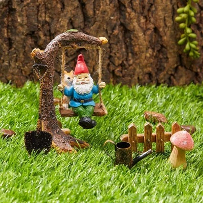 Juvale 10 Piece Set Mini Garden Gnome Fairy Village Statue Set, Home Décor 4 Juvale 10 Piece Set Mini Garden Gnome Fairy Village Statue Set, Home Décor - Image 2