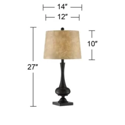 Franklin Iron Works Ross Rustic Farmhouse Table Lamps 27" Tall Set Of 2 Bronze With USB Charging Port Faux Leather Drum Shade For Living Room Desk -Adesso Store GUEST e3a75b3a 7292 4e9a b668 e2fab802ce9d