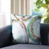 Nima Pillow - Blue/Gold - 18" X 18" - Safavieh -Adesso Store GUEST e4836ac1 0943 4e7a 8905 bc7642f6abb8