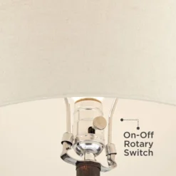 Franklin Iron Works Murphy Rustic Industrial Accent Table Lamp Miner Lantern 23" High Red Bronze Oatmeal Fabric Shade For Bedroom Living Room Office -Adesso Store GUEST e483afa8 774f 47dd b6f1 6b16ce8f5d0f