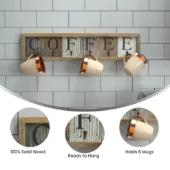 Emma And Oliver Distressed Rustic Coffee Sign With 6 Sturdy Metal Hooks To Accommodate Most Mug Sizes -Adesso Store GUEST e4e594a4 4173 4234 a025 77856cd539ed