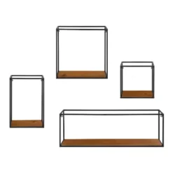 4pc Mallory Wood And Metal Wall Shelf Set Rustic Brown - Kate & Laurel All Things Decor -Adesso Store GUEST e69d2cd8 5692 4ee6 963b f1c6bfb2cc53