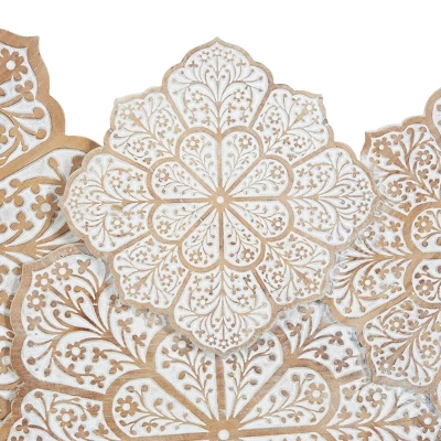 Farmhouse Wood Floral Intricately Carved Wall Decor White - Olivia & May 4 Farmhouse Wood Floral Intricately Carved Wall Decor White - Olivia & May - Image 2