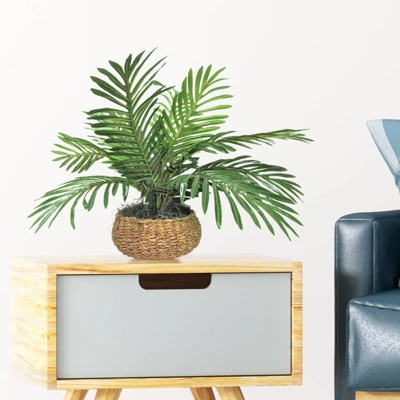 14" X 15" Artificial Palm Plant In Low Basket - LCG Florals 3 14" X 15" Artificial Palm Plant In Low Basket - LCG Florals