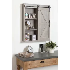 Decorative Wood Wall Storage Cabinet With Vanity Mirror Rustic Gray - Kate & Laurel All Things Decor -Adesso Store GUEST eb08a2e6 77b6 4088 9169 23924290e4b0