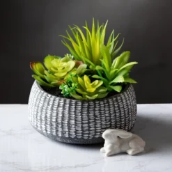 Sullivans Artificial Succulent In Cement Planter 6"H Green -Adesso Store GUEST ec279f0d fd11 46a9 a8e4 b83823e3966c