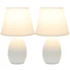 9.45" 2pk Petite Ceramic Oblong Bedside Table Desk Lamps With Matching Tapered Drum Shade Off-White - Creekwood Home