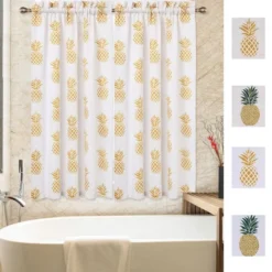 Trinity Pineapple Print Linen Blend Kitchen Tier Curtains For Bathroom Small Half Window Cafe -Adesso Store GUEST ede56403 c8fc 4ab3 8791 4b34782a9293