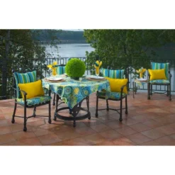 2-Piece Outdoor Square Throw Pillows - Topanga Stripe - Pillow Perfect