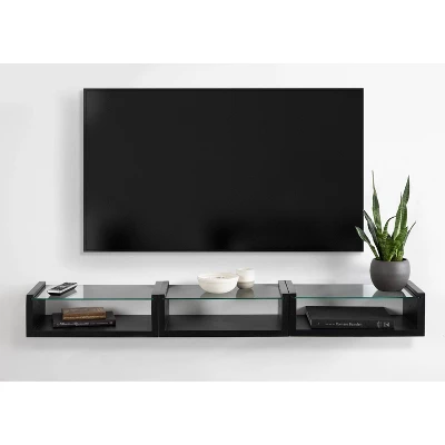 18" X 6" Holt Wood/Glass Decorative Wall Shelf Black - Kate & Laurel All Things Decor 9 18" X 6" Holt Wood/Glass Decorative Wall Shelf Black - Kate & Laurel All Things Decor - Image 7