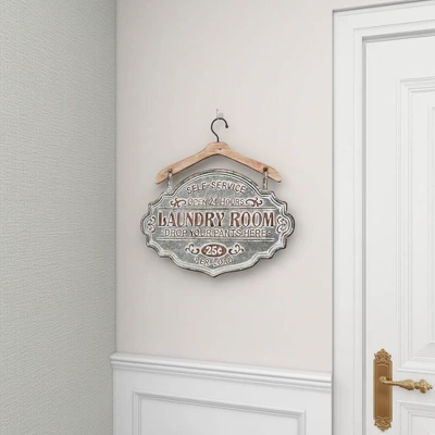 Metal Sign Laundry Room Wall Decor Gray - Olivia & May 13 Metal Sign Laundry Room Wall Decor Gray - Olivia & May - Image 11