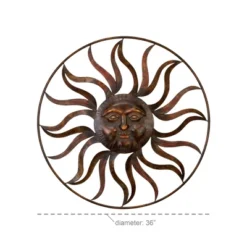 Metal Sunburst Indoor Outdoor Round Wall Decor With Distressed Copper Like Finish Brown - Olivia & May -Adesso Store GUEST efd06d7e 36ee 4407 a621 b10adc86469f