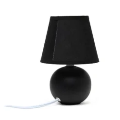 8.66" Petite Ceramic Orb Base Bedside Table Desk Lamp With Matching Tapered Drum Fabric Shade Black - Creekwood Home -Adesso Store GUEST f19c5dc1 fa3e 4f43 8e54 53e81addc00c