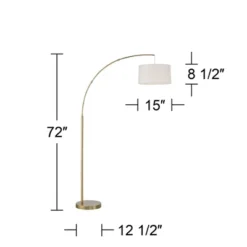 360 Lighting Cora Modern Arc Floor Lamp Standing 72" Tall Brass Metal White Linen Drum Shade Decor For Living Room Reading Bedroom Office House Home -Adesso Store GUEST f30622a4 7f20 487f 843d c7873bd8ec4b