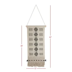 Hand Woven Geo Pattern Wall Art Black Cotton & Wood Dowel By Foreside Home & Garden -Adesso Store GUEST f3a6f602 20da 41fd bbdb aeecdbb1e08e