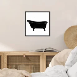 16" X 16" Bathroom Puns I No Words By Becky Thorns Framed Canvas Wall Art Black - Amanti Art -Adesso Store GUEST f4b3f59e b3f2 475e b614 568b4d478ba5