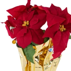 Northlight 16" Red Artificial Christmas Poinsettia Arrangement With Gold Wrapped Pot -Adesso Store GUEST f5e0f2b5 ac52 4c24 b25e 3663c216e5d7