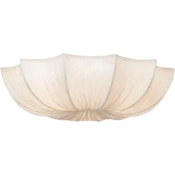 Possini Euro Design Planetarium Modern Ceiling Light Flush Mount Fixture 21" Wide Chrome 3-Light Ivory Fabric Scalloped Bowl For Bedroom Living Room -Adesso Store GUEST f60a00a1 5cb3 4db1 9830 ba7204aa3cb4