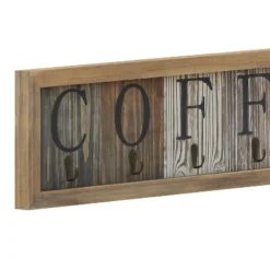 Emma And Oliver Distressed Rustic Coffee Sign With 6 Sturdy Metal Hooks To Accommodate Most Mug Sizes -Adesso Store GUEST f6ba366d e356 49a0 88af 3b2fb65210c4