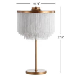 27.5" Fringed/Metal Coco Table Lamp (Includes LED Light Bulb) Gold - JONATHAN Y -Adesso Store GUEST f6ea6d94 b259 4169 b76a 17d29fd094af