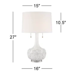 Possini Euro Design Natalia Modern Country Cottage Table Lamp 27" Tall White Ceramic Glaze Textured Floral Drum Shade For Bedroom Living Room Bedside 14 Possini Euro Design Natalia Modern Country Cottage Table Lamp 27" Tall White Ceramic Glaze Textured Floral Drum Shade For Bedroom Living Room Bedside -Adesso Store GUEST f74b0968 2381 4959 a6e1 dd2c98dfa83a