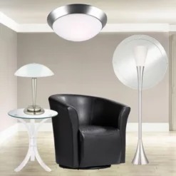 360 Lighting Deco Modern Accent Table Lamp 17" High Brushed Steel Touch On Off White Glass Dome Shade For Bedroom Bedside Nightstand Office Family -Adesso Store GUEST f764664f 03db 494f 90b2 6765c21e3570