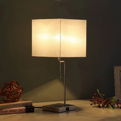 21.5" Modern Metal Table Lamp With USB Charging Port Gray - Ore International 5 21.5" Modern Metal Table Lamp With USB Charging Port Gray - Ore International - Image 3