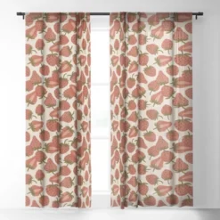 Alisa Galitsyna Strawberry Harvest 50" X 84" Single Panel Sheer Window Curtain - Society 6