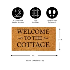 Evergreen 16 X 28 Inches Welcome To The Cottage Door Mat | Non-Slip Rubber Backing | Dirt Catching Natural Coir | Indoor And Outdoor Home Decor -Adesso Store GUEST f978af38 d636 473e bfeb b10492fc189b