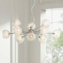 Possini Euro Design Wired Chrome Chandelier Lighting 32" Wide Modern Sputnik Art Glass 12-Light Fixture For Dining Room House Foyer Kitchen Island -Adesso Store GUEST fb1b05bc 403f 42be b459 41c11b7c7be7