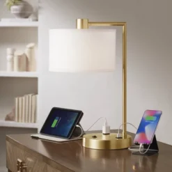 360 Lighting Colby Antique Gold Desk Lamps With Outlet And USB Port Set Of 2 -Adesso Store GUEST fb9fc1fe 388f 44d7 825c 6da7e7393c29